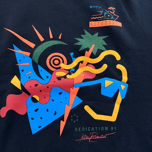 Vintage Sony Music Autosound Promotional Sweatshirt XL RARE 1991 Black - Picture 2 of 7
